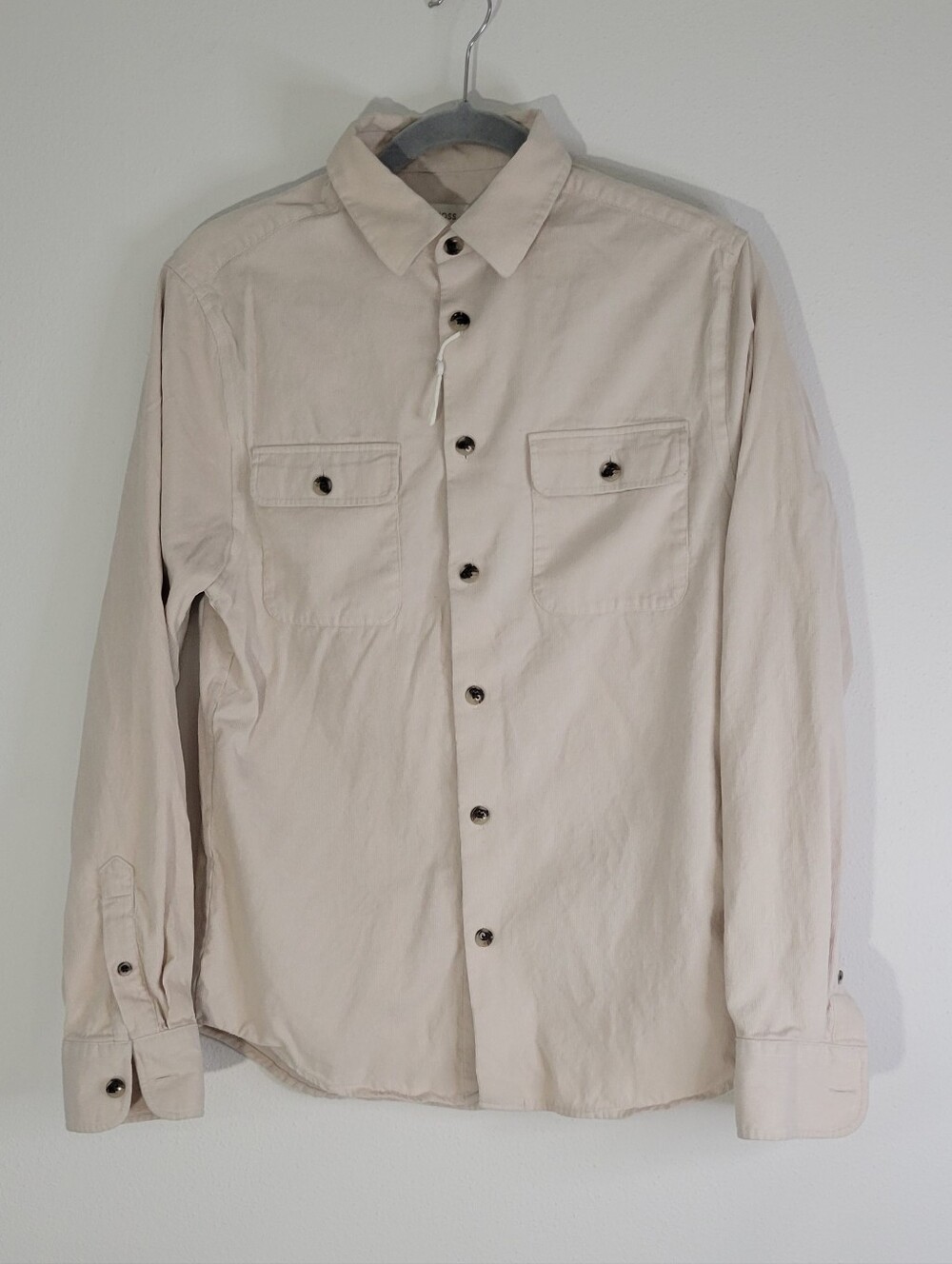 Moss Cream Button-Front Long Sleeve Shirt Size S